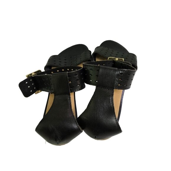 Sotti Sopra Black Leather Made In Italy Ankle Strap Sandals Size 38 - Picture 4 of 7